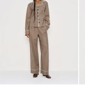 Reformation Tan Checkered Women's Trousers NWT coco pajamas tartine check